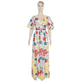 Aliexpress source:  new plus size summer cross-border african women's chiffon printed v-neck floral dress