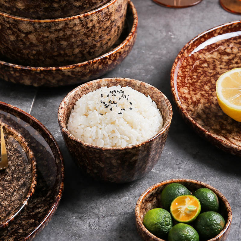 Japanese ceramic dinnerware set - includes bowls, baking dishes, soup plates, steak plates - modern creative tableware for home and hotel use