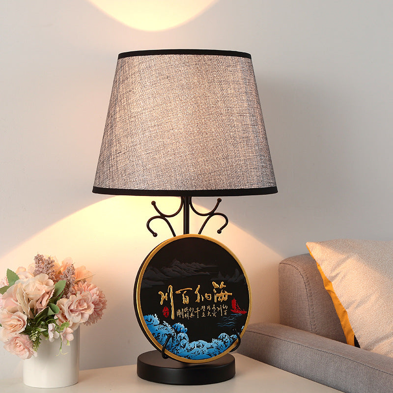 Creative New Chinese Decorative Desk Lamp Bedroom Bedside Living Room Lighting Activated Carbon Carving Air Purification Home Ornament