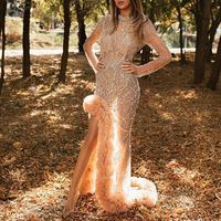 Gold sexy evening gown women  new arrival banquet elegant wedding party host long mermaid dress