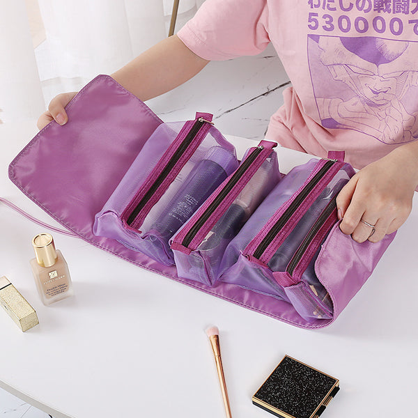Four-in-one cosmetic bag, cosmetic storage bag, removable travel toilet bag, portable large-capacity pencil bag wholesale.