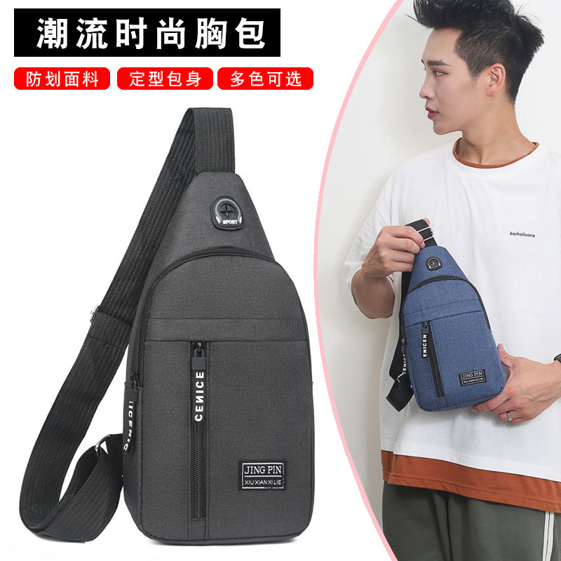 Cross-border wholesale breast bag 2022 new casual men's Korean version of Oxford cloth tide sports messenger bag single shoulder small backpack