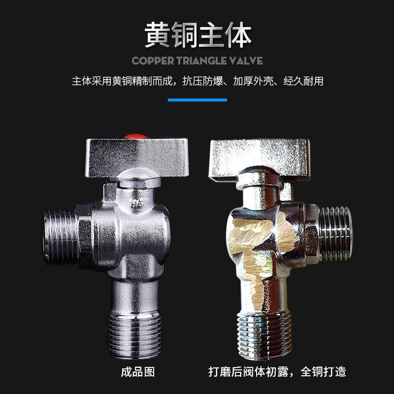 4 points all-copper ball core large flow angle valve 304 stainless steel gas water heater wall-hung furnace triangle valve hot and cold water