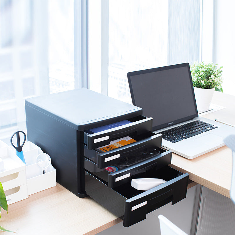 Deli 9772 desktop plastic drawer cabinet file cabinet data storage box cabinet four-layer stationery box office supplies