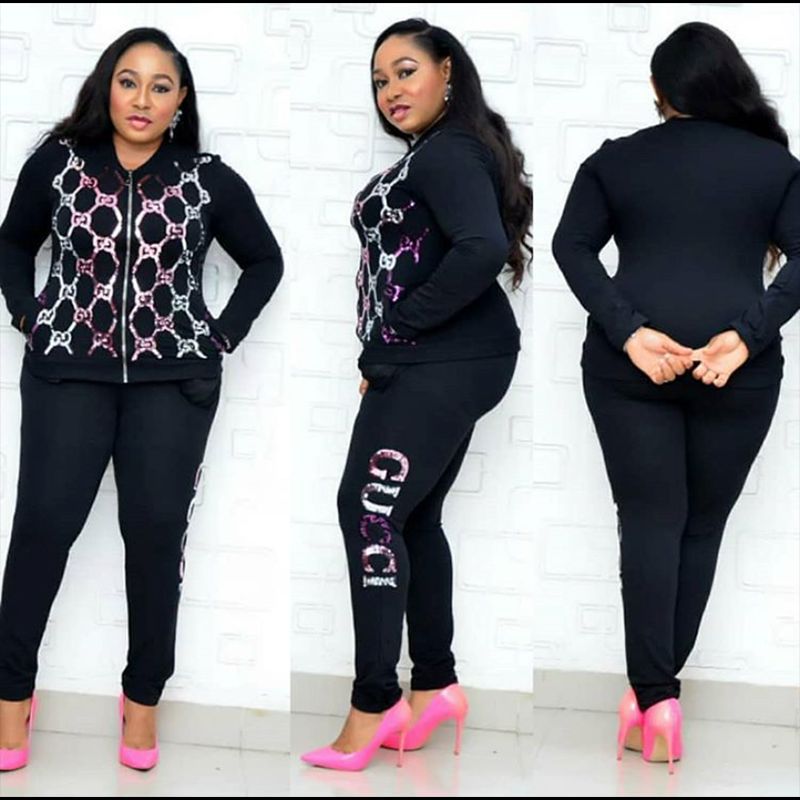 Clearance sale: factory direct sequin long sleeve jacket & slim fit pencil pants set - sporty & stylish