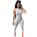 X3897 cross-border new arrival: , ,  fashion european and american casual women's knitted sleeveless jumpsuit