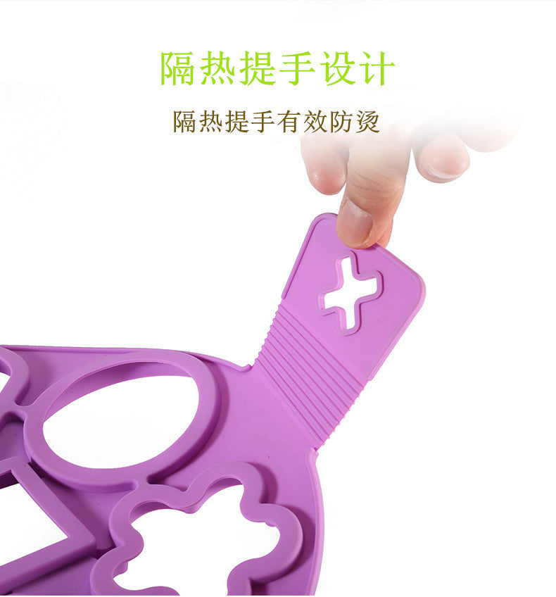 Factory direct silicone 7-hole egg ring - round, star, heart pancake mold - kitchen diy baking tool