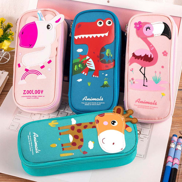 Tong Zhuo Animal Cartoon Korean Edition Pencil Case Student Male and Female Customized Wholesale Stationery Box Simple Large Capacity Cute Pencil Case