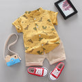 Kids' short-sleeve set: boys' cartoon dinosaur pattern shirt set - wholesale from manufacturer, supports cross-border dropshipping (1 piece orders accepted)