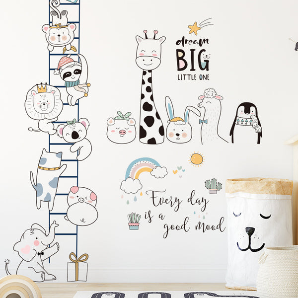 Animal wall sticker children's room bedroom sofa background wall decorative sticker cartoon tone giraffe bear elephant wall sticker