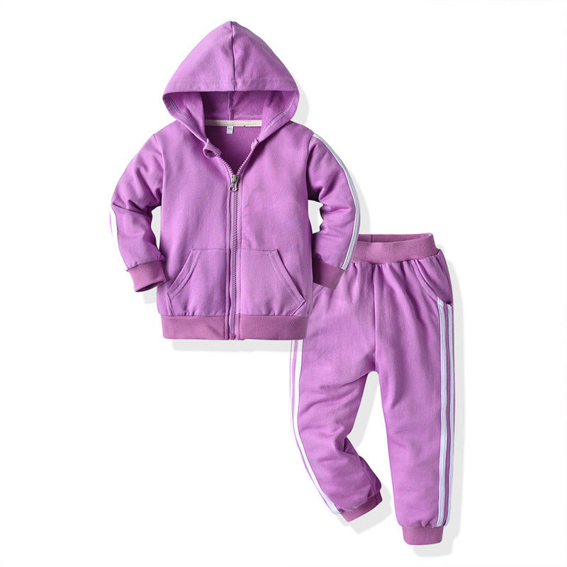 Export children's clothing kidsnew arrivalcasual zipper shirt suit cotton spring & fall hoodie sportswear two-piece set