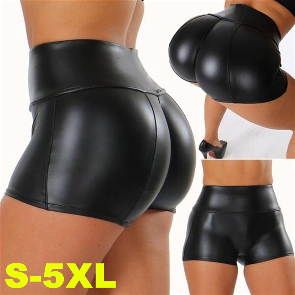 Fashionplus sizepu leather shorts for women, hot style, cross-border independent station nightclub women's hot pants three-quarter pants tm22