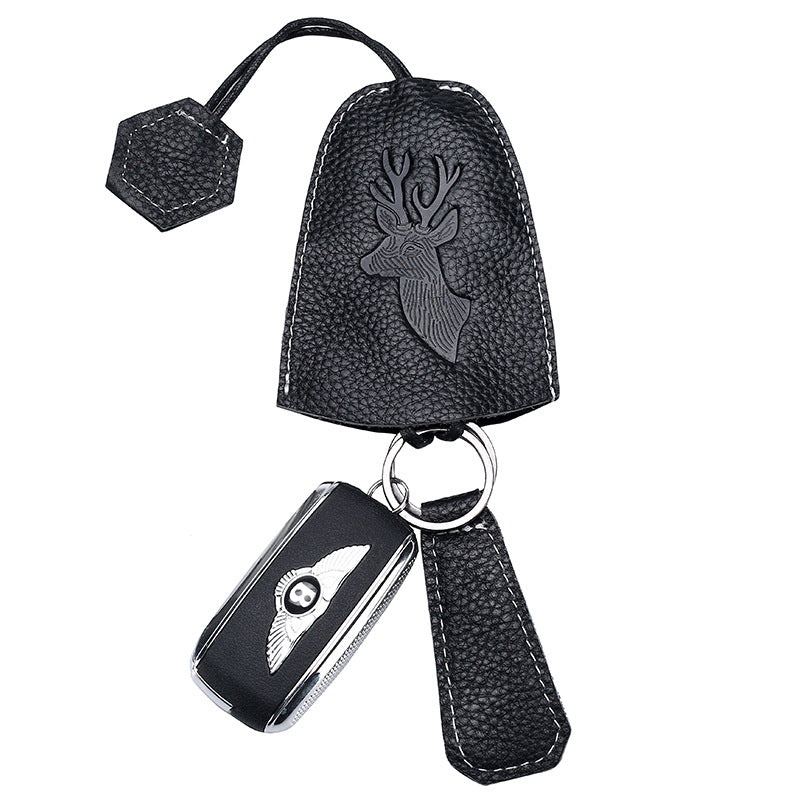 Personalized and creative simple cowhide pull-out key bag Mercedes-Benz car key bag pull rope key storage bag wholesale