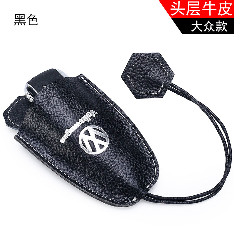 Personalized and creative simple cowhide pull-out key bag Mercedes-Benz car key bag pull rope key storage bag wholesale