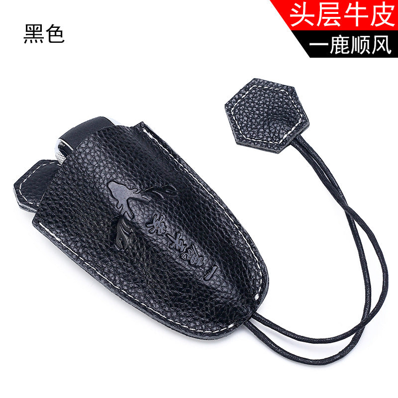 Personalized and creative simple cowhide pull-out key bag Mercedes-Benz car key bag pull rope key storage bag wholesale