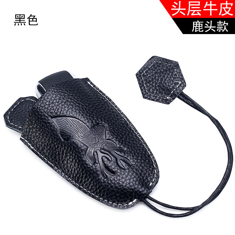 Personalized and creative simple cowhide pull-out key bag Mercedes-Benz car key bag pull rope key storage bag wholesale