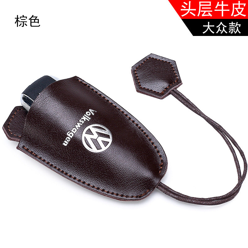 Personalized and creative simple cowhide pull-out key bag Mercedes-Benz car key bag pull rope key storage bag wholesale