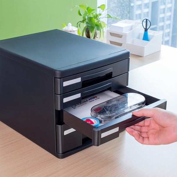 Deli 9772 desktop plastic drawer cabinet file cabinet data storage box cabinet four-layer stationery box office supplies