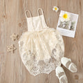 European and american style cross-border new children's clothing short climbing lace mesh flying sleeves tie back embroidered beaded pearl climbing jumpsuit