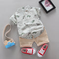 Kids' short-sleeve set: boys' cartoon dinosaur pattern shirt set - wholesale from manufacturer, supports cross-border dropshipping (1 piece orders accepted)