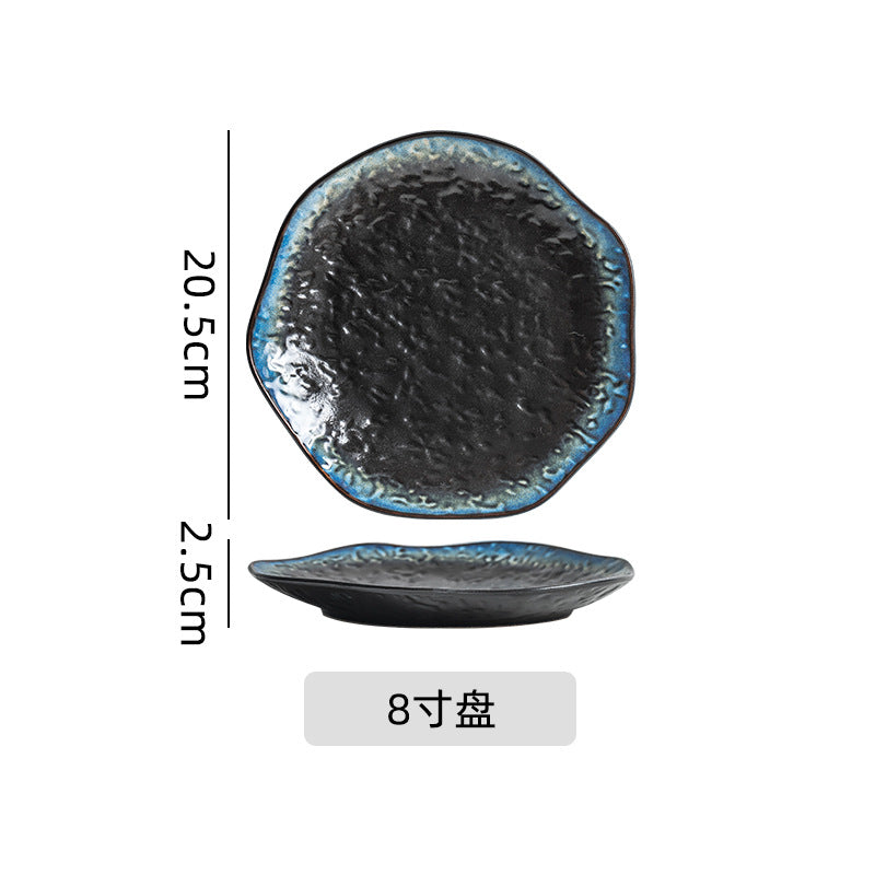 Japanese retro kiln transformation suit special-shaped ceramic plate tableware bowl and plate combination one-person food suit tableware wholesale