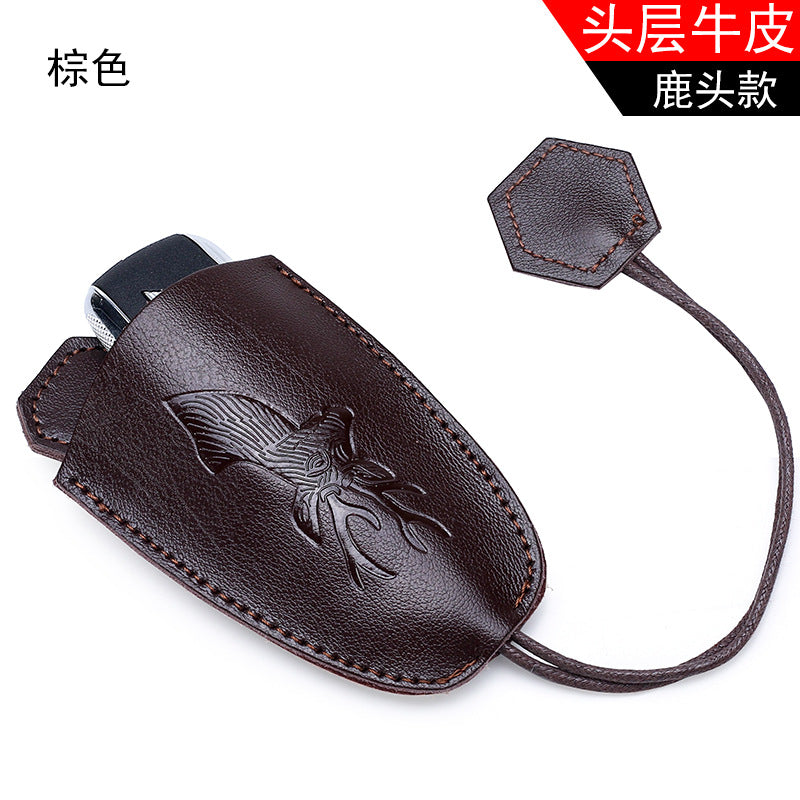 Personalized and creative simple cowhide pull-out key bag Mercedes-Benz car key bag pull rope key storage bag wholesale