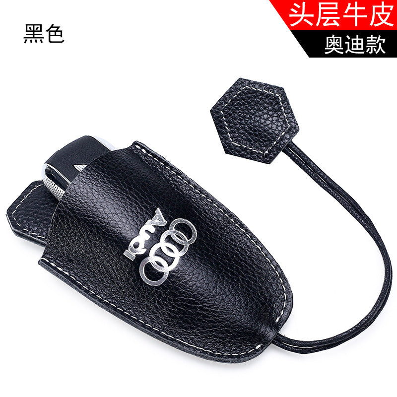 Personalized and creative simple cowhide pull-out key bag Mercedes-Benz car key bag pull rope key storage bag wholesale