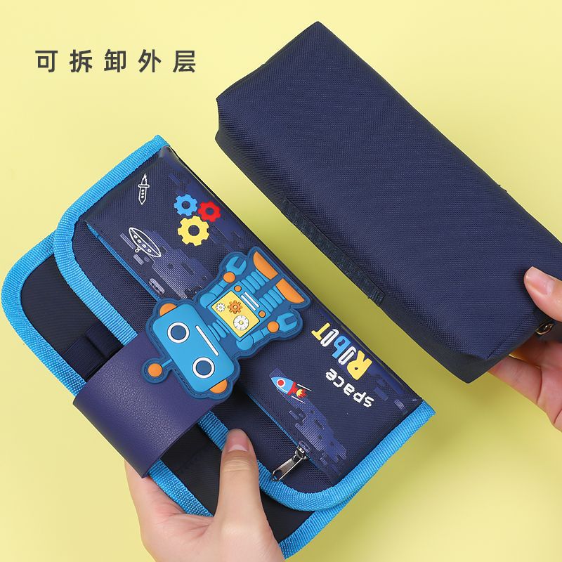 Pencil bag custom upgrade removable pencil bag cartoon pencil bag multi-layer Oxford cloth primary and secondary school students stationery box wholesale