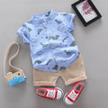 Kids' short-sleeve set: boys' cartoon dinosaur pattern shirt set - wholesale from manufacturer, supports cross-border dropshipping (1 piece orders accepted)