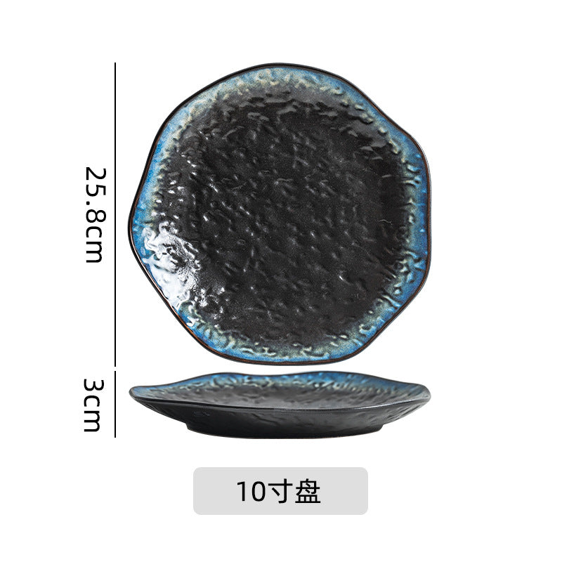 Japanese retro kiln transformation suit special-shaped ceramic plate tableware bowl and plate combination one-person food suit tableware wholesale