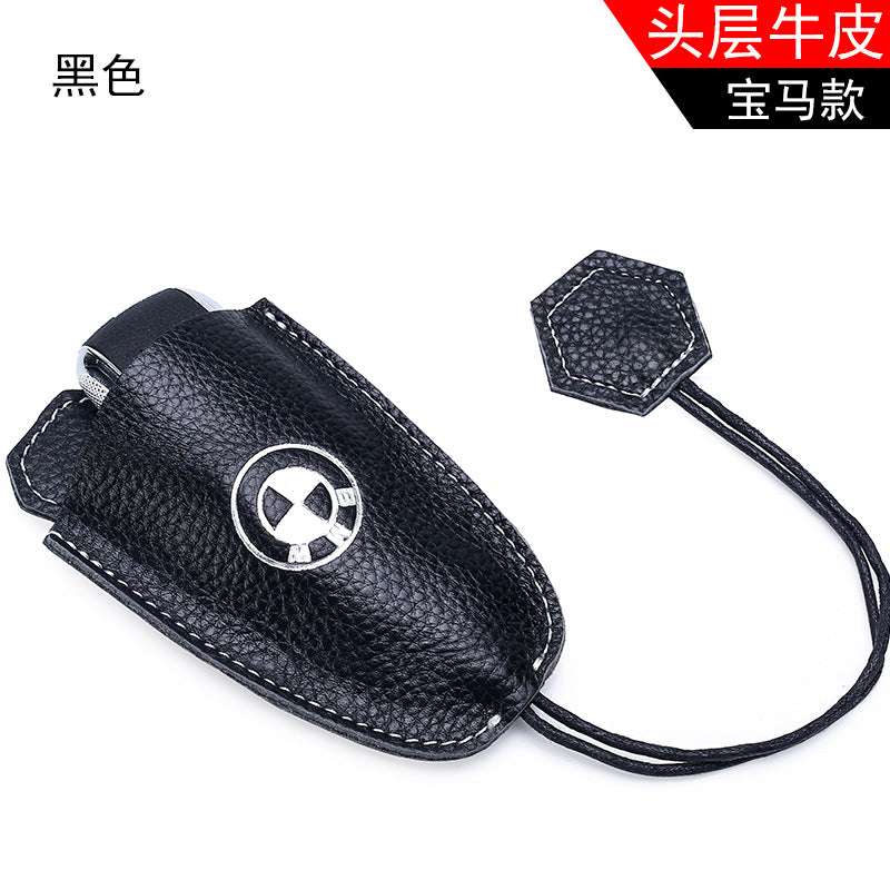 Personalized and creative simple cowhide pull-out key bag Mercedes-Benz car key bag pull rope key storage bag wholesale