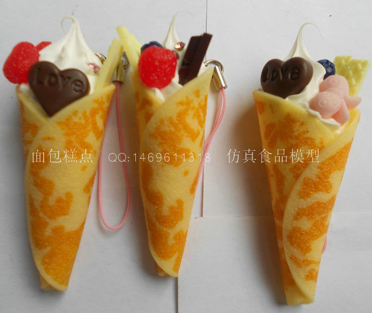 Simulation ice cream cone waffle ice cream model creative keychain gift simulation food jewelry pendant