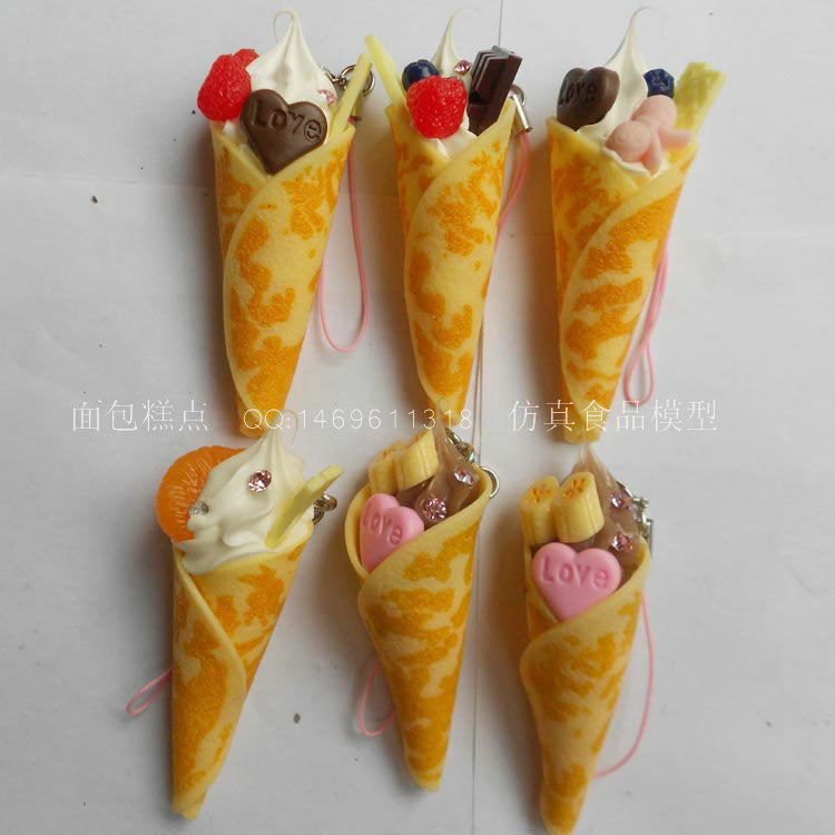 Simulation ice cream cone waffle ice cream model creative keychain gift simulation food jewelry pendant