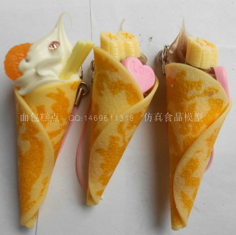 Simulation ice cream cone waffle ice cream model creative keychain gift simulation food jewelry pendant