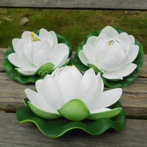 Simulated white lotus leaf lotus fish tank water stage decoration placed lotus water floating fake flower water lily