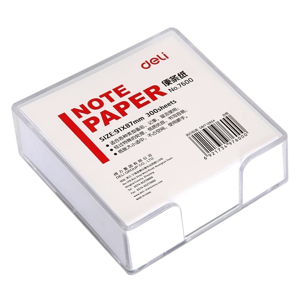Deli sticky note paper 7600 with box sticky note paper/note white paper, easy to take, specification 91 * 87mm/300 sheets