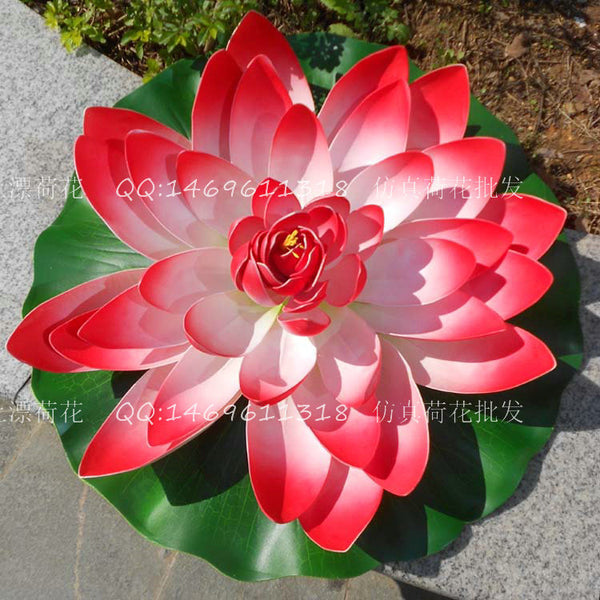 Simulated lotus large 60cm red fake flower wedding set flower water lily fish tank jewelry restaurant scenic spot decoration