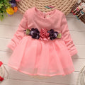 Spring & fallnew arrivalk-style girl's clothing, waist flower baby fashion jacquard long sleevesdress, one piece dropshipping