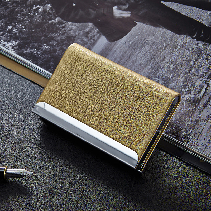 Factory business card box Stainless steel PU aluminum alloy business card holder Company LOGO creative gift business card box