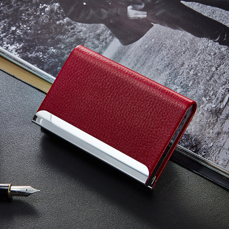 Factory business card box Stainless steel PU aluminum alloy business card holder Company LOGO creative gift business card box