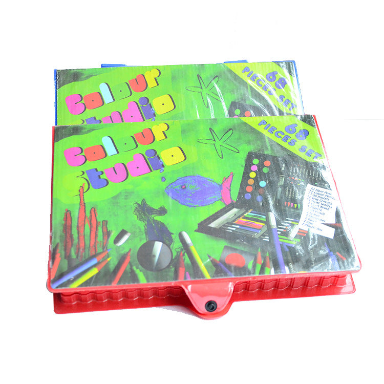 68 children's graffiti brush set, watercolor pen, colored lead crayon, oil painting stick, student art supplies, painting gift box.