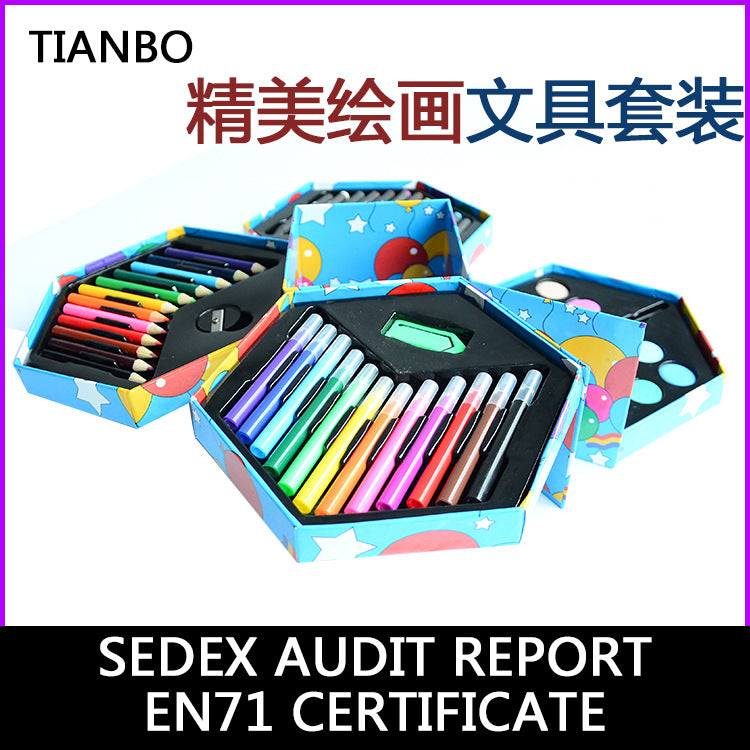 Crayon brush set wholesale, oil painting stick color pencil art tool gift box, children's painting set wholesale