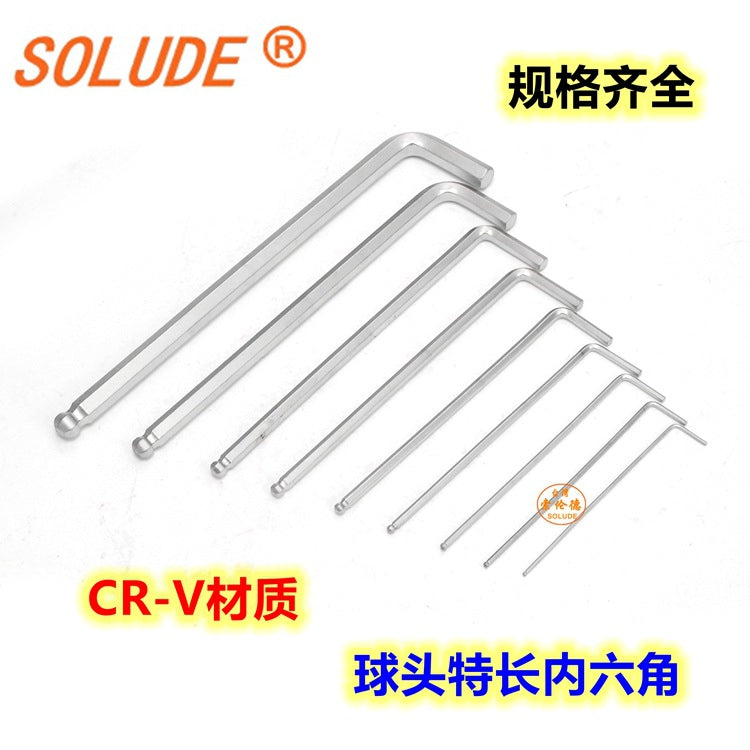 Solender SL Series Single Chrome Vanadium Steel Matte Extended Ball Head Hexagon, Extra Long Inner Hexagon Wrench
