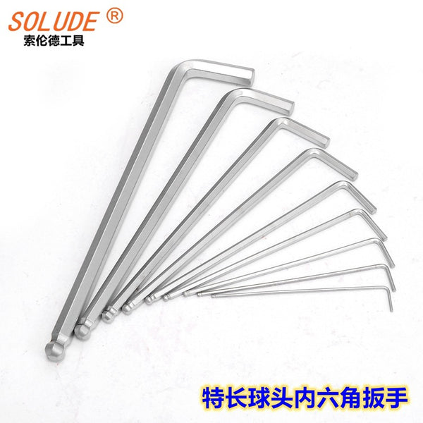 Solender SL Series Single Chrome Vanadium Steel Matte Extended Ball Head Hexagon, Extra Long Inner Hexagon Wrench