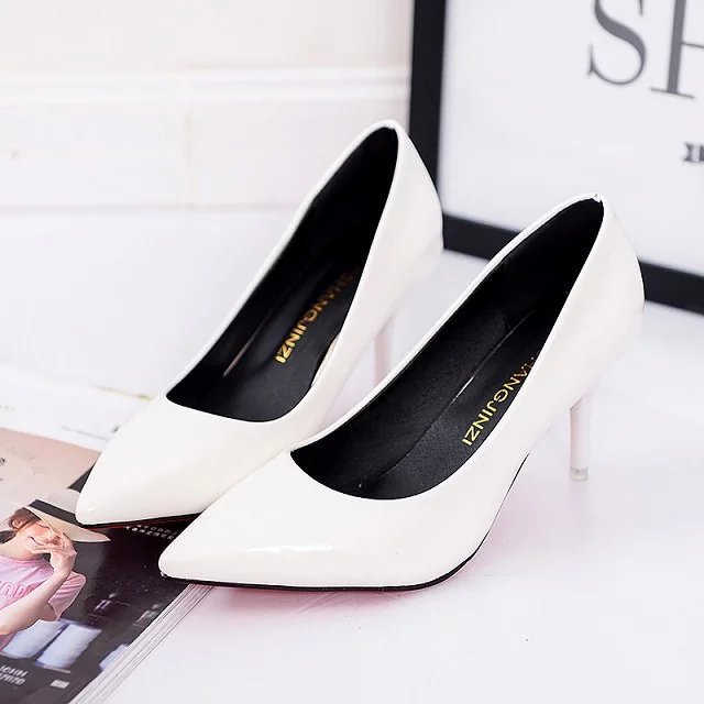 Korean women's high heels, fashionable solid color casual light mouth women's high heels stiletto