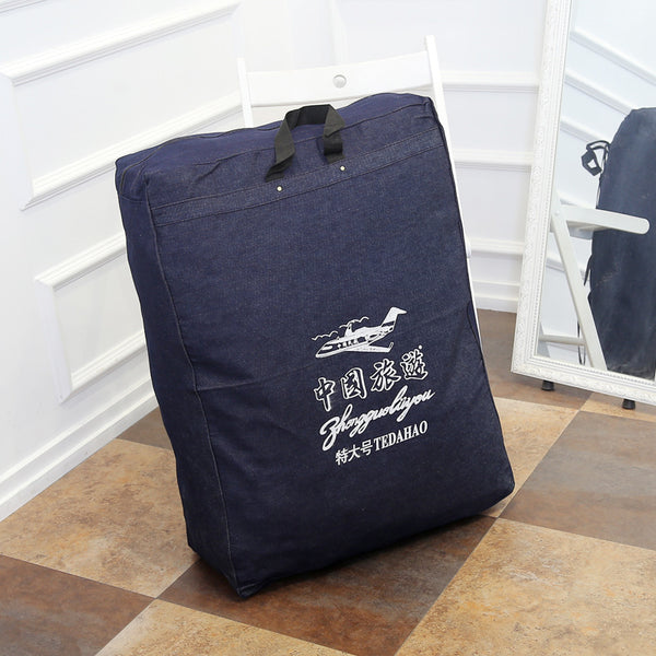 Thickened denim extra large portable moving bag anti-splashing duffel bag wholesale canvas travel bag luggage backpack