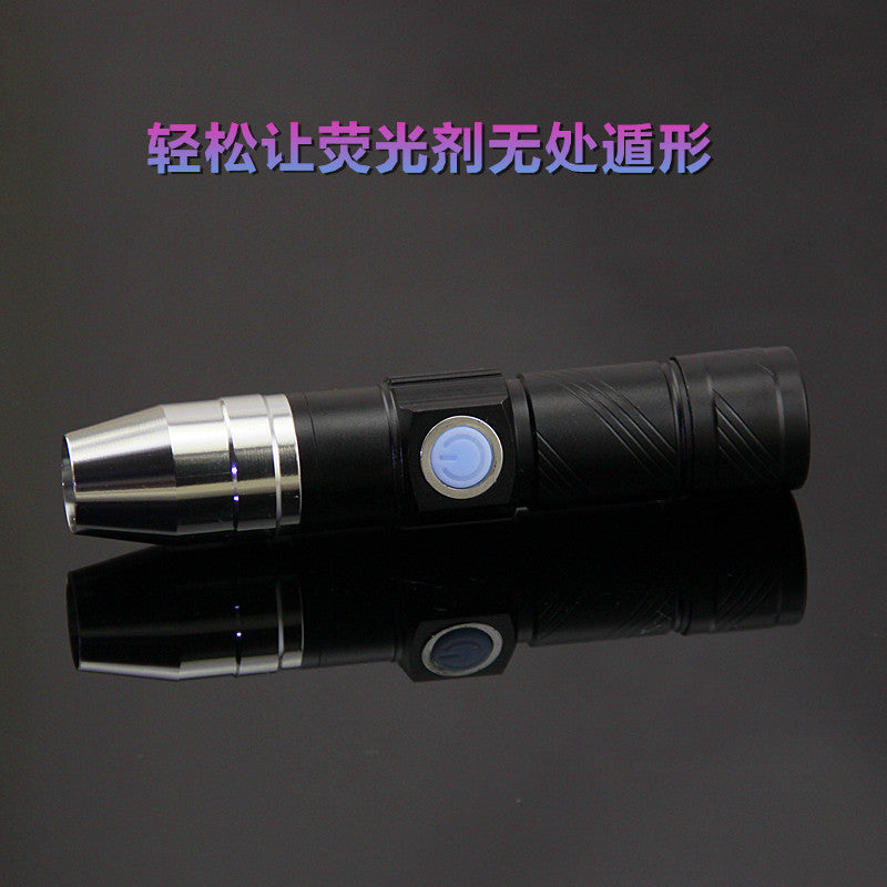 365Nm purple flashlight USB fluorescent agent detection light banknote inspection jade mask cosmetic test pen