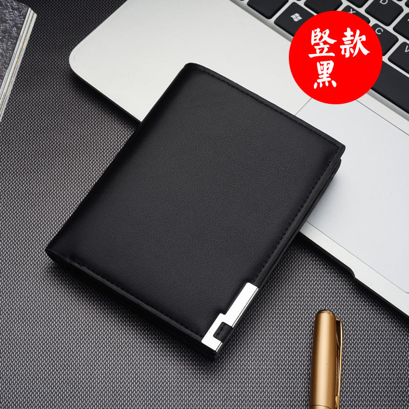 Cross-border hot sale new men's short wallet iron edge Korean version of young men's horizontal wallet trendy card bag wholesale