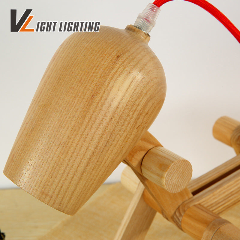 Creative puppy desk lamp, modern minimalist study lamp, bedroom desk lamp, foldable wood log lighting