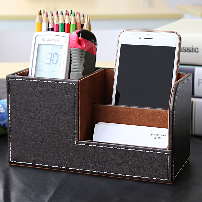 Creative Office Pen Holder ins High Value Leather Storage Holder Stylish and Simple Multifunctional Storage Box Desktop Gifts